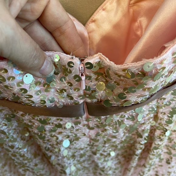 Basix staples or spaghetti strap pink and gold Sparkle dress - womens size 4 - Picture 6 of 9